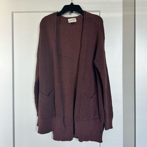 Long maroon cardigan